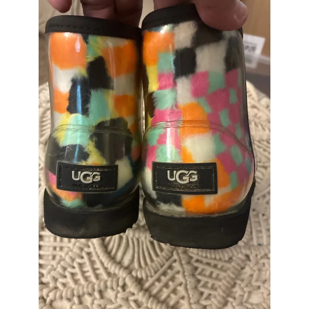 UGG Kids Classic Clear Mini II Waterproof Boots Multi Color Checker 1134910K